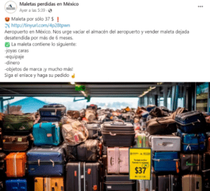 Estafa por supuesta venta de maletas olvidadas en Redes Sociales