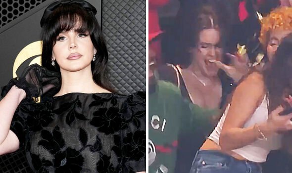 (VIDEO) Sufre Lana del Rey caída durante festejo en el Super Bowl LVIII