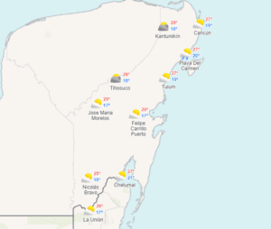 Clima hoy en Cancún y Quintana Roo: Nublado con vientos del sureste