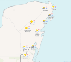 Clima hoy en Cancún y Quintana Roo: Viento de surada con lluvias