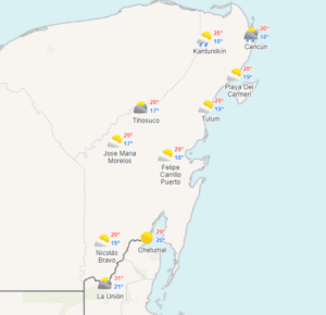 El clima para este 05 de febrero en Cancún y Quintana Roo, se espera cielo nublado con probabilidad de lluvias aisladas.