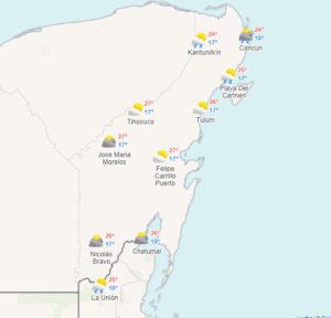 Clima hoy en Cancún y Quintana Roo: Nublado con evento de norte 