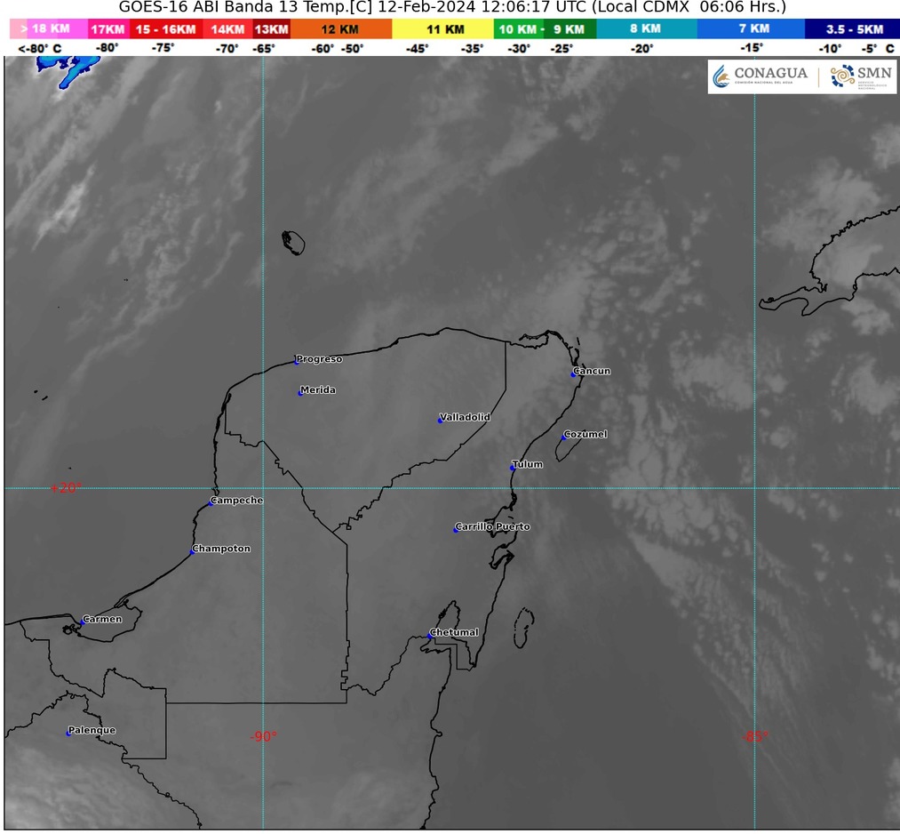 El clima para este 12 de febrero en Cancún y Quintana Roo, se espera evento de norte con probabilidad de lluvias.