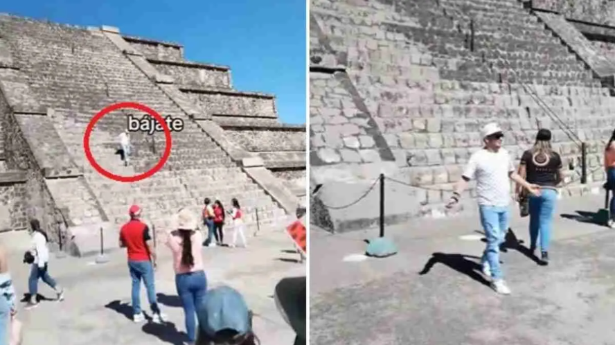 Desafío irrespetuoso en Teotihuacan: Turista sube a la pirámide de la Luna