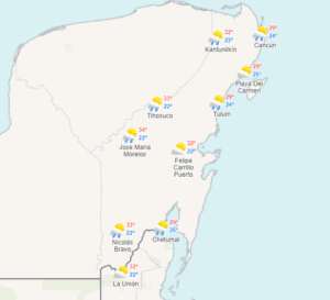 Clima hoy en Cancún y Quintana Roo: Ambiente caluroso con posibles lluvias