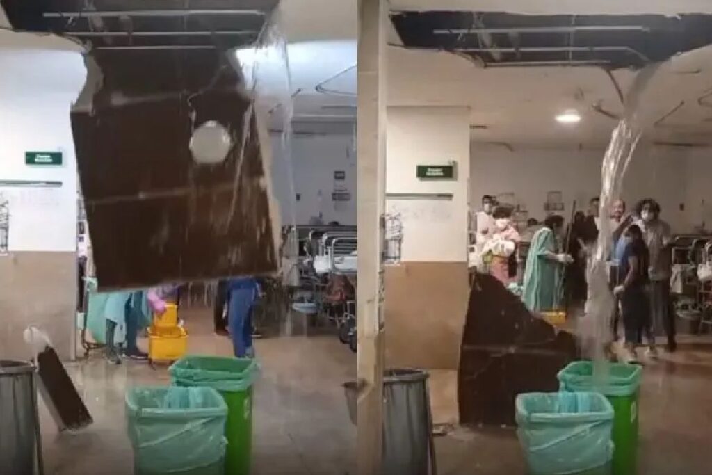 Techo del IMSS en Cancún se desploma (VIDEO)