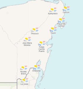 Clima hoy en Cancún y Quintana Roo: Cálido con cielo nublado