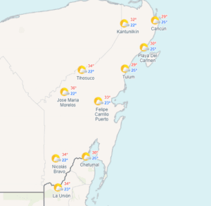 Clima hoy en Cancún y Quintana Roo: Temperaturas calurosas entre 35 a 40°C