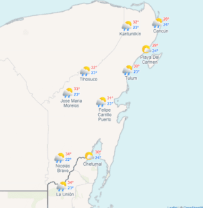 Clima hoy en Cancún y Quintana Roo: Lluvias puntuales fuertes
