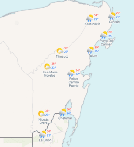Clima hoy en Cancún y Quintana Roo: Caluroso con vientos fuertes