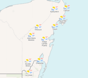 Clima hoy en Cancún y Quintana Roo: Caluroso con probabilidad de lluvias