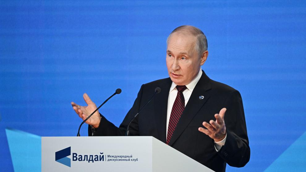 putin durante su intervencion en el club internacional de debate valdai en rusia