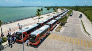 Nuevos camiones en Cancun listos para mejorar el transporte publico