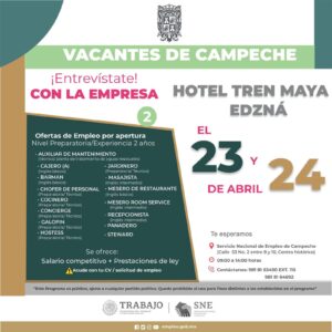 Ofertas laborales en el hotel del Tren Maya 2