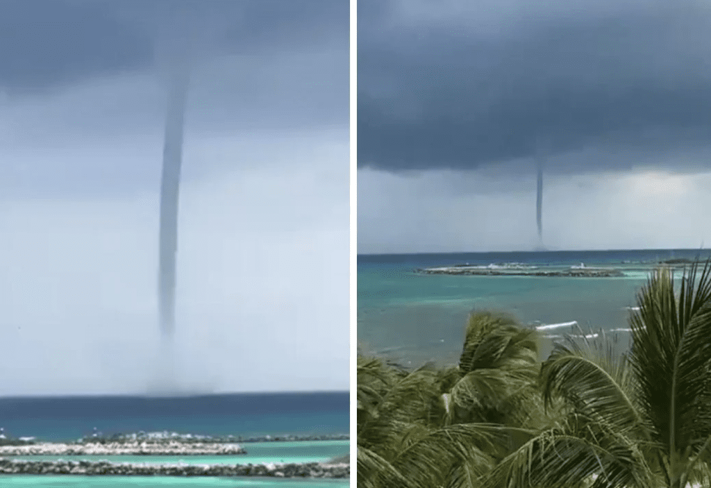 VIDEO: Tromba marina sorprende a turistas en playa de Quintana Roo