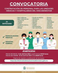 IMSS Bienestar: Lanzan convocatoria para médicos generales y especialistas