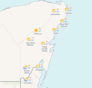 Clima hoy en Cancún y Quintana Roo: Nublado con posibles lluvias