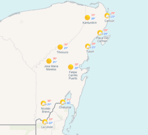 Clima en Cancún y Quintana Roo: Caluroso con rachas de viento