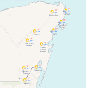 Clima hoy en Cancún y Quintana Roo: Caluroso con vientos de surada