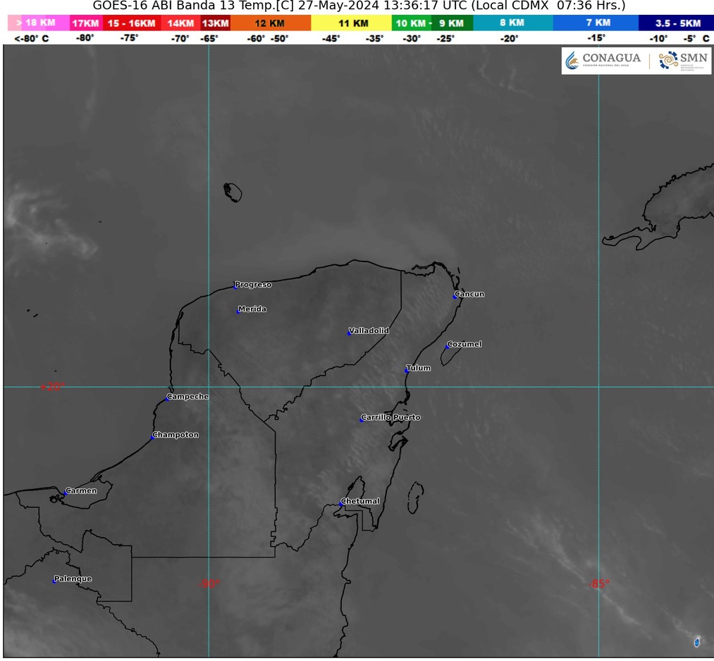 Clima hoy en Cancún y Quintana Roo: Cielo nublado con probabilidad de lluvias aisladas