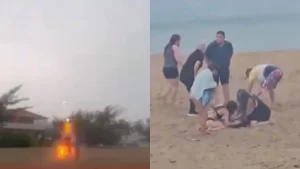 Rayo impacta a tres ninos en la playa VIDEO