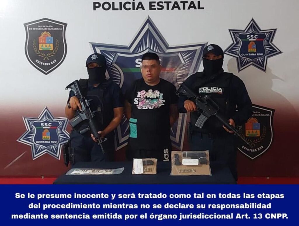 Detienen a hombre armado y con auto robado en la SM96 de Cancún