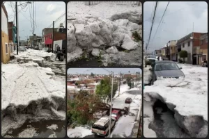 Terrible granizada azotó las calles de Puebla 