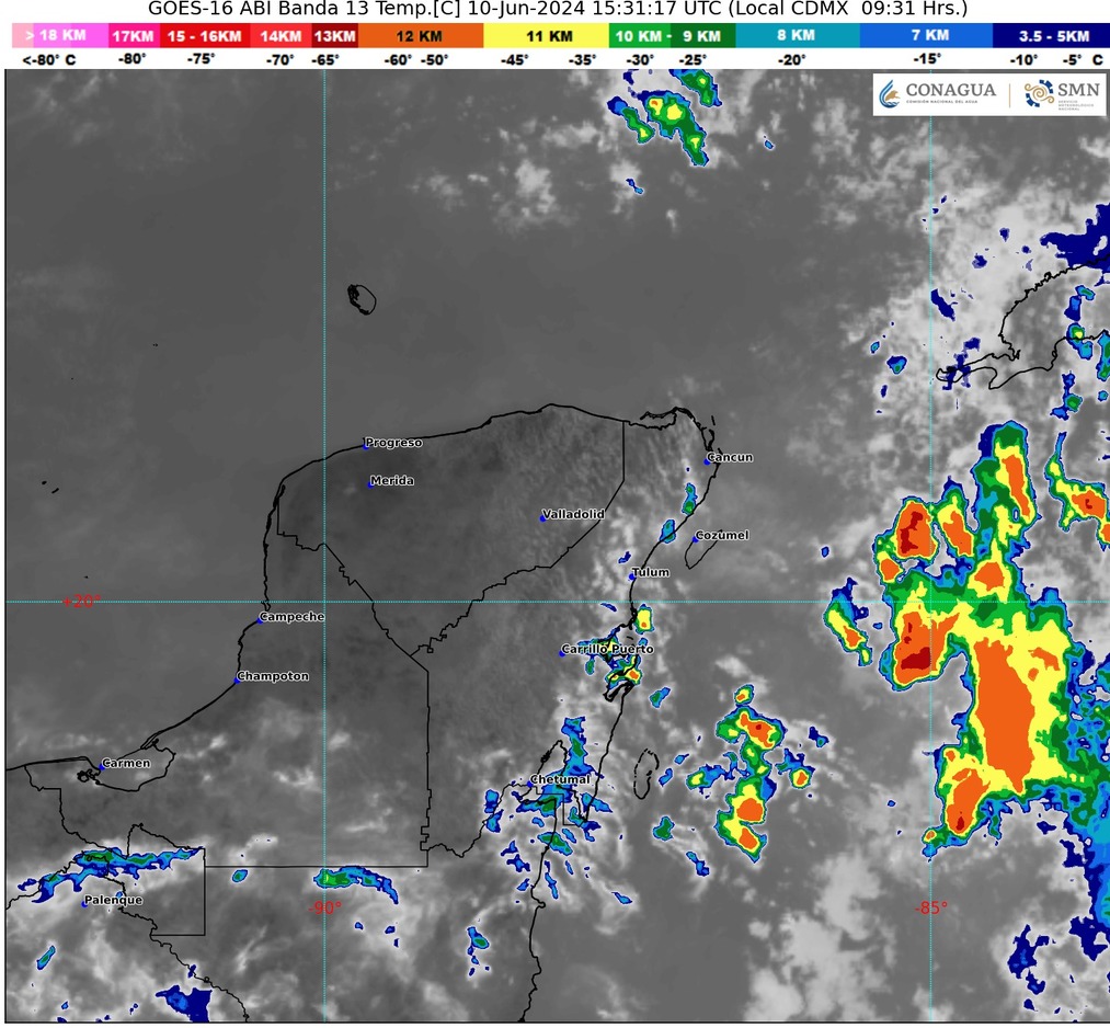 Clima hoy en Cancún y Quintana Roo: Cielo medio nublado a nublado durante el día