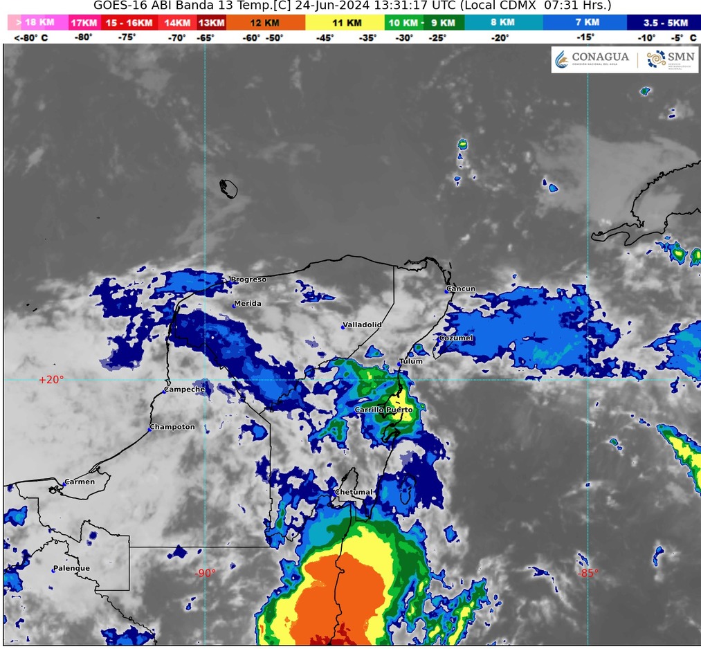 Clima hoy en Cancún y Quintana Roo: Cielo medio nublado a nublado con lluvias puntuales