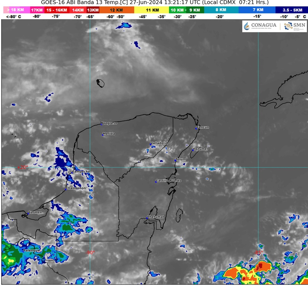 Clima hoy en Cancún y Quintana Roo: Cielo medio nublado y ambiente templado por la mañana