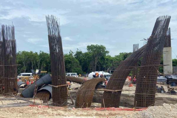 Colapsa estructura del Tren Maya en Chetumal