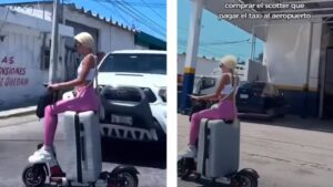 Mujer se vuelve viral con un scooter