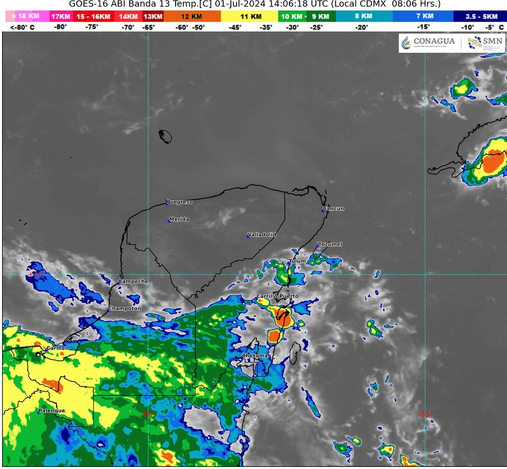 Clima hoy en Cancún y Quintana Roo: Cielo nublado con lluvias puntuales fuertes
