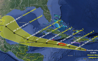 Trayectoria del huracán ‘Beryl’ en México: se degrada a tormenta tropical