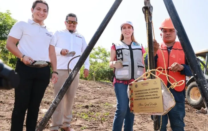 Primera piedra del Centro de Bienestar Animal de Isla Mujeres es colocada