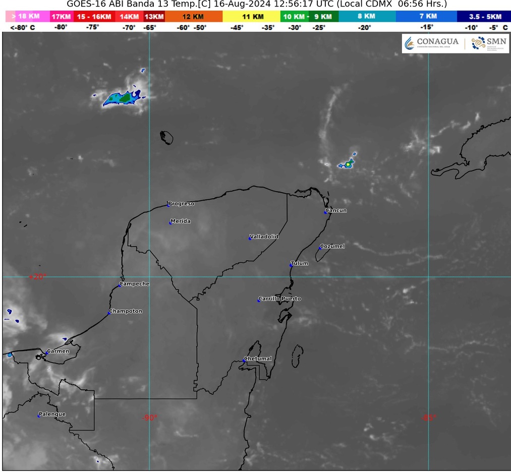 Cielo nublado con intervalos de chubascos y posibles descargas eléctricas en Campeche, Yucatán y Quintana Roo.