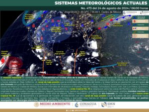 Clima y Pronóstico de lluvias para hoy 24 de agosto de 2024