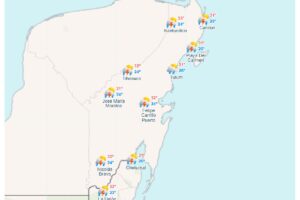 Clima para hoy en Cancun y Quintana Roo Medio nublado y lluvias