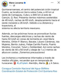 Fuertes lluvias en municipios de Quintana Roo