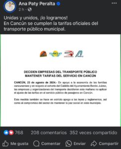 Sin aumento a la tarifa del transporte público en Cancún: empresas llegan a acuerdo 