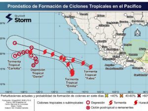 Efecto Fujiwhara conocido como Danza de Tormentas