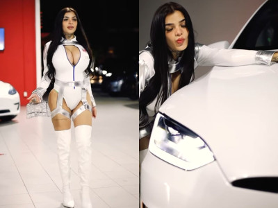 "Voy por más" Presume Karely Ruiz su nuevo auto Telsa en redes sociales