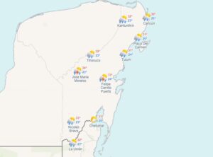 Clima hoy en Cancún y Quintana Roo: Lluvias puntuales fuertes