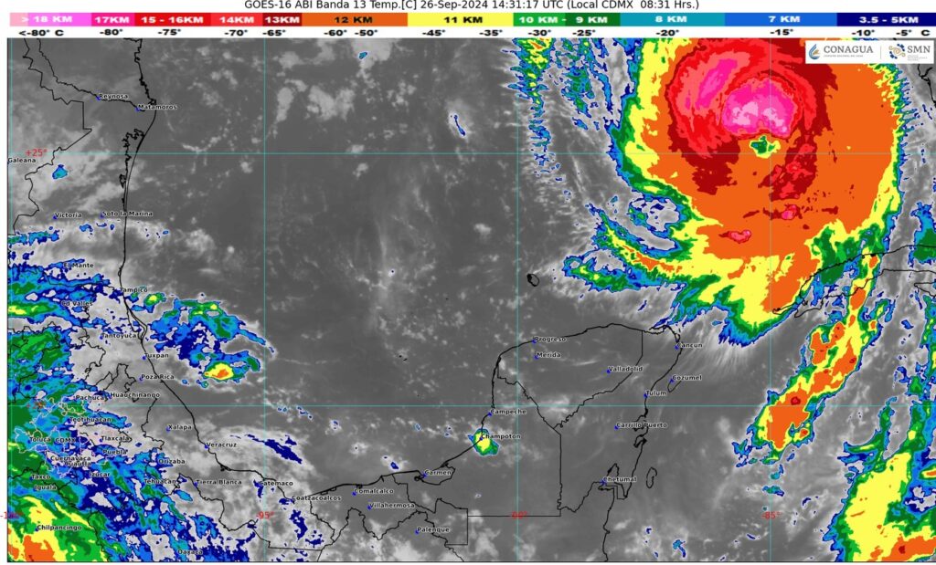 Helene ya es huracán categoría 2, se ubica al noreste de la Península de Yucatán