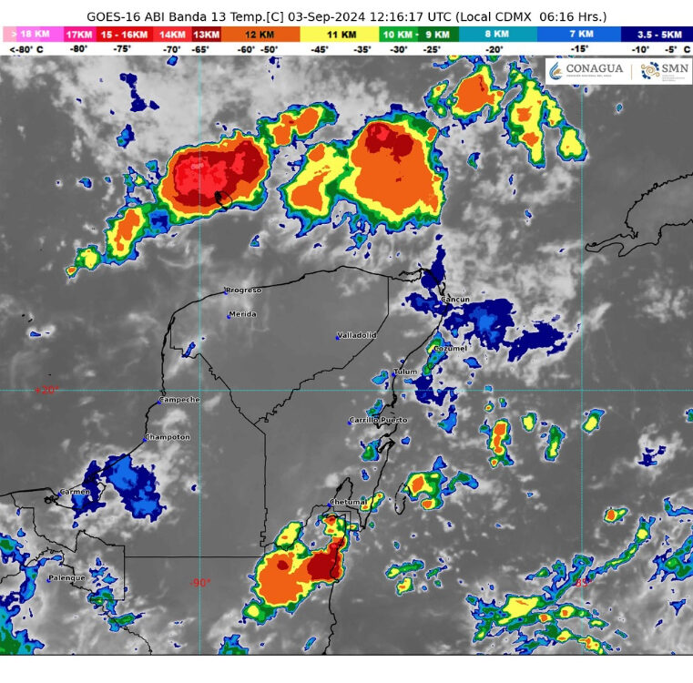 Clima hoy en Cancún y Quintana Roo: Intervalos de chubascos con lluvias puntuales fuertes