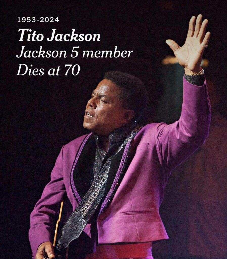 "Lamentable" Fallece Tito Jackson, el hermano mayor de Michael Jackson