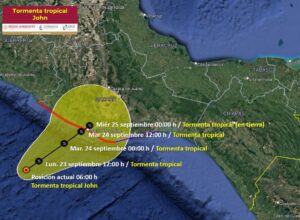 Oaxaca y Guerrero amenazados por formacion de la tormenta tropical John 1