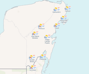 Clima hoy en Cancún y Quintana Roo: lluvias puntuales fuertes