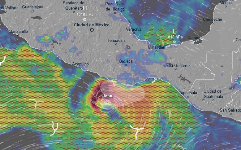 tormenta tropical john amenaza costas de oaxaca y guerrero con lluvias torrenciales y fuertes vientos