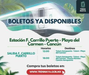 Ya están disponibles los boletos del Tren Maya estación Felipe Carrillo Puerto